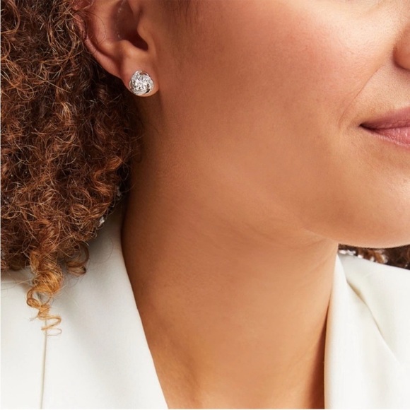 NIB Kay Jewelers Love Knot Sterling Silver Earrings with Diamond Accents - Picture 2 of 5